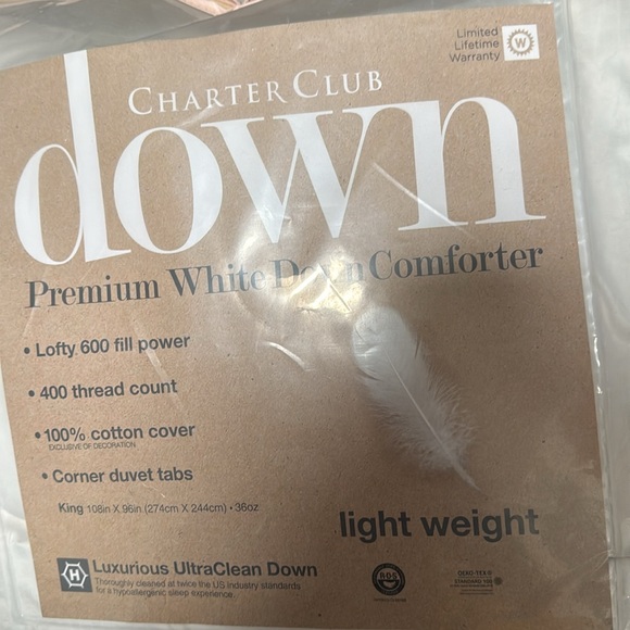 NIP Charter Club - White Down Lightweight Comforter, King - Picture 8 of 11